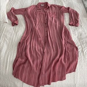 Express striped long button down shirt